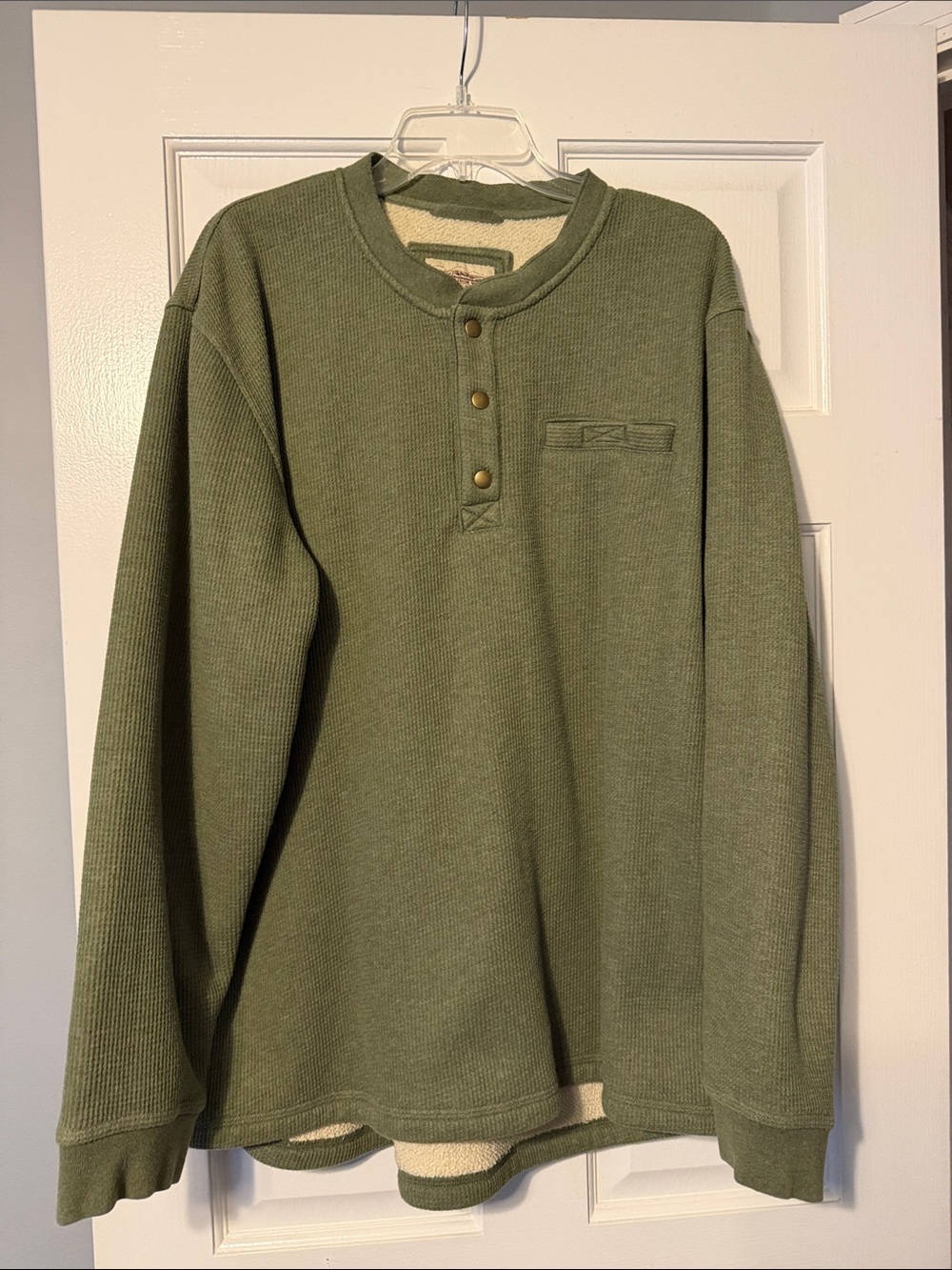 L.L. Bean Long-Sleeve Henley Thermal Waffle Knit Pullover
